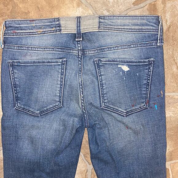Holding Horses Paint Splatter Design Distressed Skinny Jeans, Size 26 Petite - Picture 6 of 8